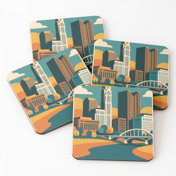 Item preview, Retro Pop Art Poster Illustration of Columbus | Bold Capital City Print with Ohio Statehouse, Scioto Mile & Downtown Skyline | Vintage American Travel Wall Art Decor designed and sold by PaintedPixels01.