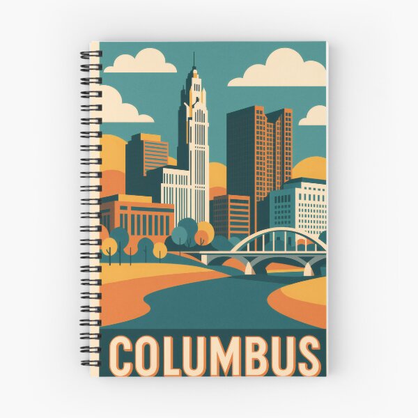 Item preview, Retro Pop Art Poster Illustration of Columbus | Bold Capital City Print with Ohio Statehouse, Scioto Mile & Downtown Skyline | Vintage American Travel Wall Art Decor designed and sold by PaintedPixels01.