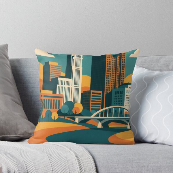 Item preview, Retro Pop Art Poster Illustration of Columbus | Bold Capital City Print with Ohio Statehouse, Scioto Mile & Downtown Skyline | Vintage American Travel Wall Art Decor designed and sold by PaintedPixels01.