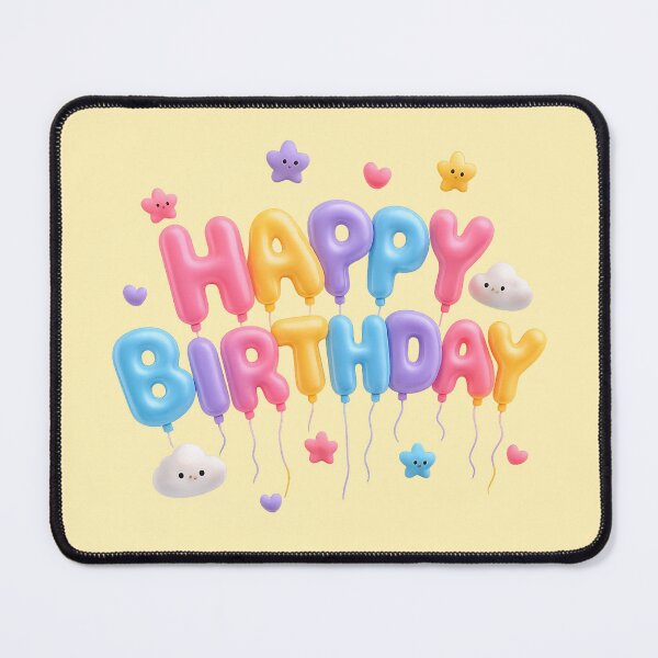 Item preview, Cute Neon Happy Birthday Balloons | Kawaii 3D GCI Party Art designed and sold by Moons Studio.