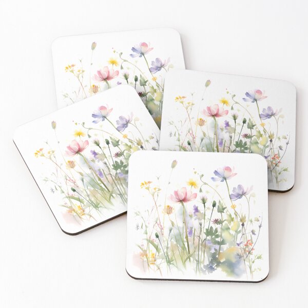Item preview, Dainty Pink and Purple Watercolor Wildflowers designed and sold by VibeShift Studio.