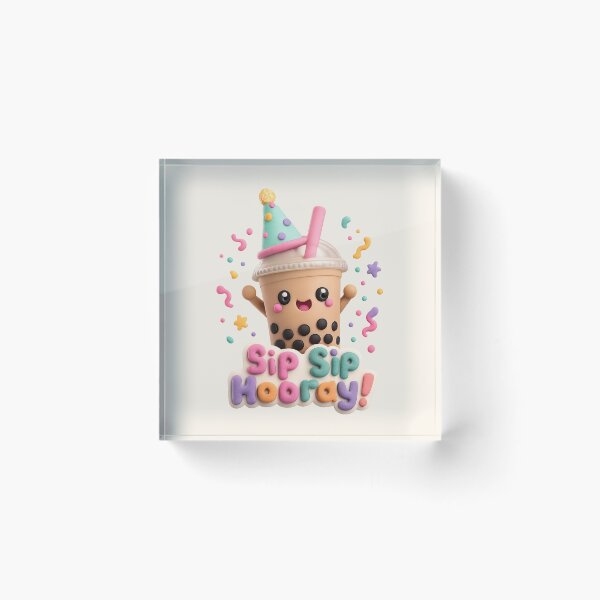 Item preview, Cute Bubble Tea Party - Sip Sip Hooray | Kawaii 3D Boba Party Art designed and sold by Moons Studio.