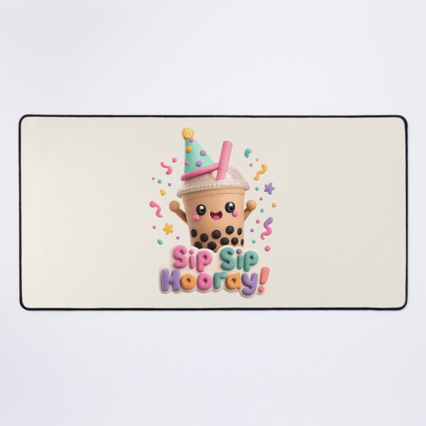 Item preview, Cute Bubble Tea Party - Sip Sip Hooray | Kawaii 3D Boba Party Art designed and sold by Moons Studio.