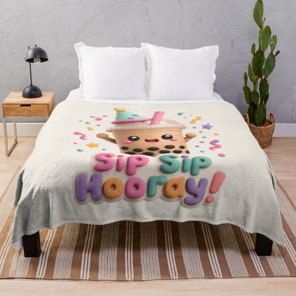 Item preview, Cute Bubble Tea Party - Sip Sip Hooray | Kawaii 3D Boba Party Art designed and sold by Moons Studio.