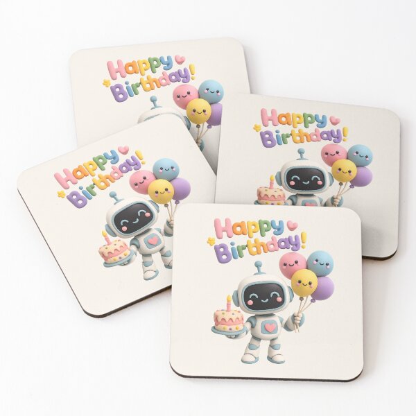 Item preview, Cute Robot Birthday Cake Party| Kawaii 3D Cake & Balloon Art designed and sold by Moons Studio.