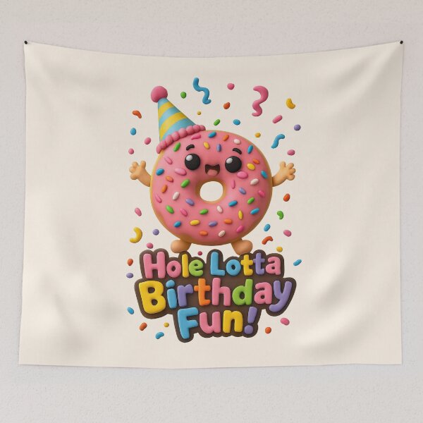Item preview, Cute Donut Birthday Party| Kawaii 3D Happy Birthday Party Art designed and sold by Moons Studio.