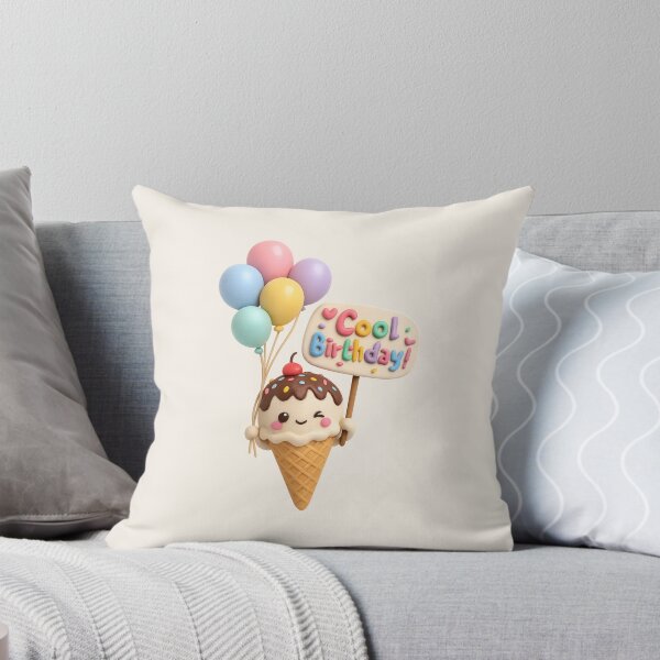 Item preview, Cute Ice Cream Birthday Balloon - Cool Birthday | Kawaii 3D Happy Birthday Art designed and sold by Moons Studio.