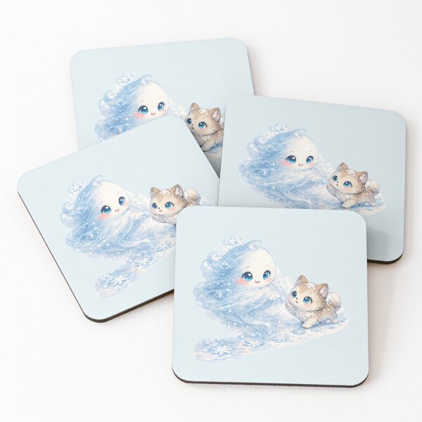Item preview, Kawaii Snow Spirit Illustration – Cute Winter Guide Ghost Snowflake Art designed and sold by MagicMakerPh.