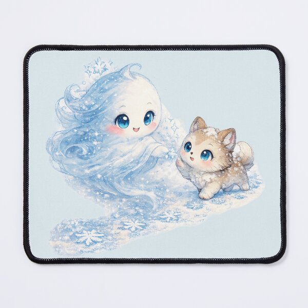 Item preview, Kawaii Snow Spirit Illustration – Cute Winter Guide Ghost Snowflake Art designed and sold by MagicMakerPh.