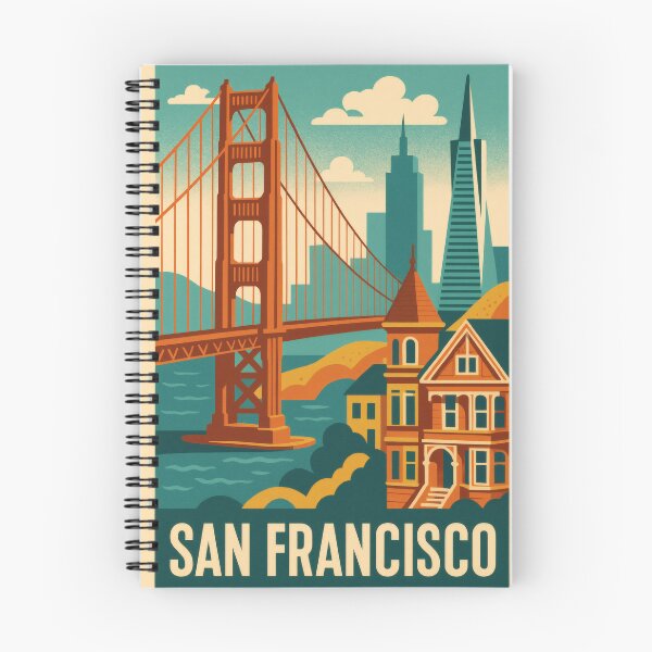 Item preview, Retro Pop Art Poster Illustration of San Francisco | Bold Golden Gate Bridge City Print with Painted Ladies, Cable Cars & Bay Skyline | Vintage California Travel Wall Art Decor designed and sold by PaintedPixels01.