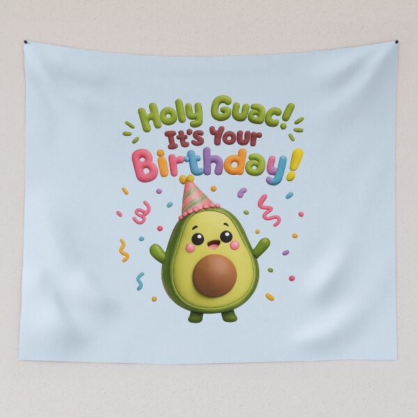 Item preview, Kawaii Holy Guac It's Your Birthday Avocado | Cute 3D Happy Birthday Party Art designed and sold by Moons Studio.