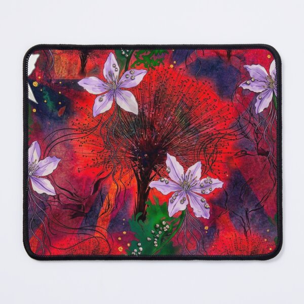 Item preview, Spiky Black Flower Crimson Seamless Pattern designed and sold by WitchyBotanicaArt.