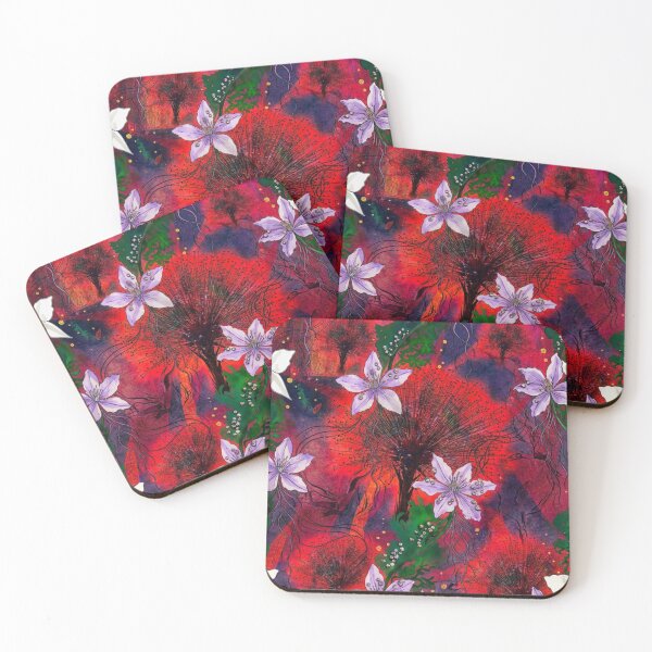 Item preview, Spiky Black Flower Crimson Seamless Pattern designed and sold by WitchyBotanicaArt.