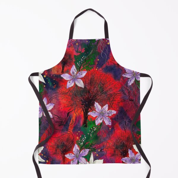 Item preview, Spiky Black Flower Crimson Seamless Pattern designed and sold by WitchyBotanicaArt.