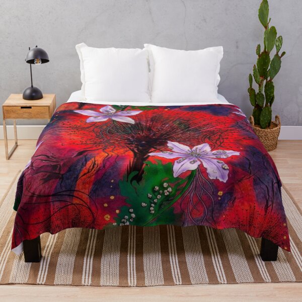 Item preview, Spiky Black Flower Crimson Seamless Pattern designed and sold by WitchyBotanicaArt.
