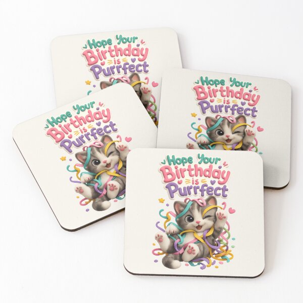 Item preview, Cute Birthday Cat Party Streamers - Hope Your Birthday Is Purrfect (Perfect) | Kawaii 3D Happy Birthday Art designed and sold by Moons Studio.