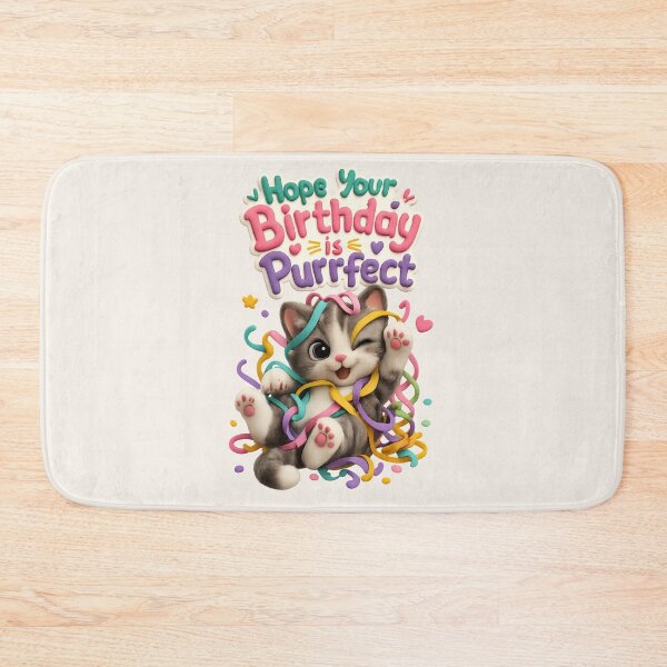 Item preview, Cute Birthday Cat Party Streamers - Hope Your Birthday Is Purrfect (Perfect) | Kawaii 3D Happy Birthday Art designed and sold by Moons Studio.