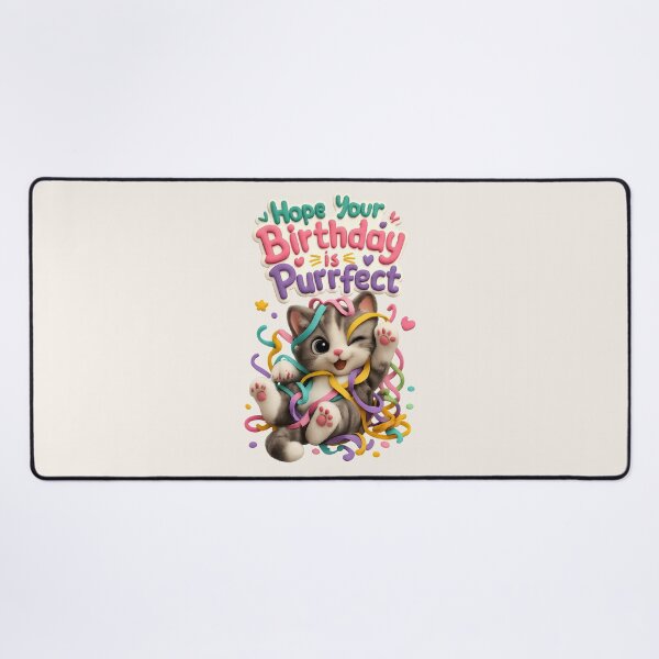 Item preview, Cute Birthday Cat Party Streamers - Hope Your Birthday Is Purrfect (Perfect) | Kawaii 3D Happy Birthday Art designed and sold by Moons Studio.