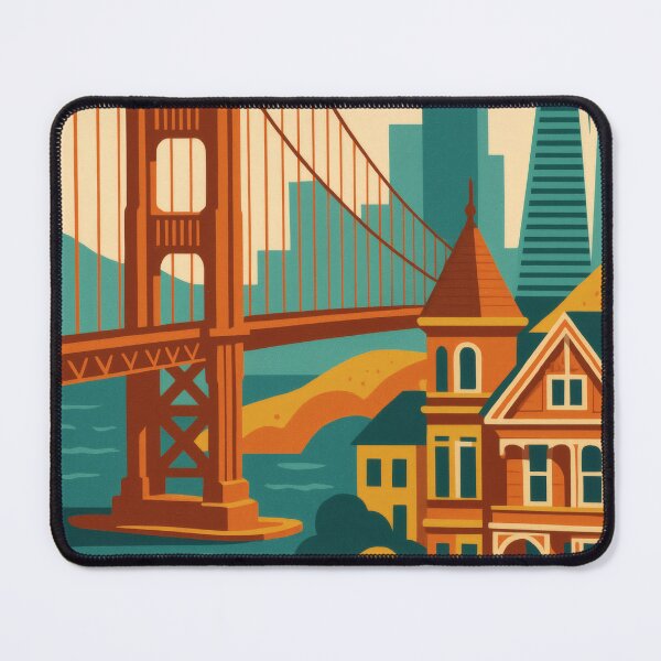 Item preview, Retro Pop Art Poster Illustration of San Francisco | Bold Golden Gate Bridge City Print with Painted Ladies, Cable Cars & Bay Skyline | Vintage California Travel Wall Art Decor designed and sold by PaintedPixels01.