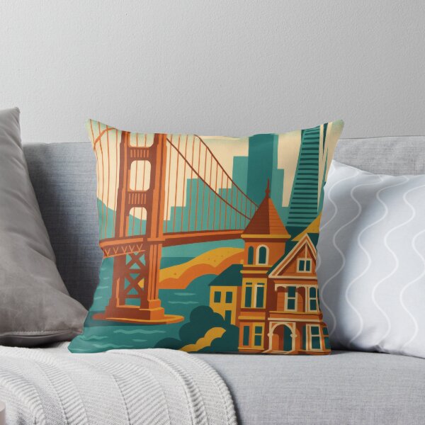 Item preview, Retro Pop Art Poster Illustration of San Francisco | Bold Golden Gate Bridge City Print with Painted Ladies, Cable Cars & Bay Skyline | Vintage California Travel Wall Art Decor designed and sold by PaintedPixels01.