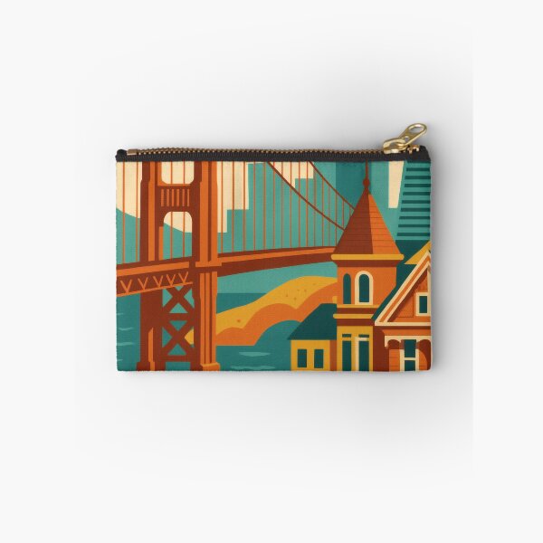 Item preview, Retro Pop Art Poster Illustration of San Francisco | Bold Golden Gate Bridge City Print with Painted Ladies, Cable Cars & Bay Skyline | Vintage California Travel Wall Art Decor designed and sold by PaintedPixels01.