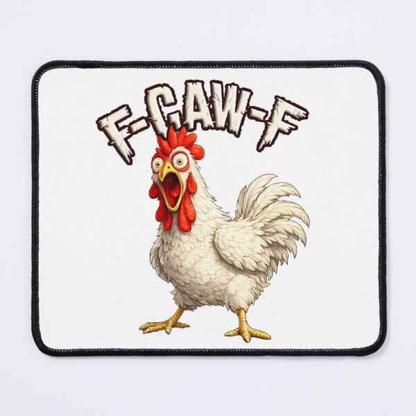 Item preview, F-CAW-F Screaming Chicken Funny Parody | Angry White Rooster Cartoon designed and sold by PolitiSized.