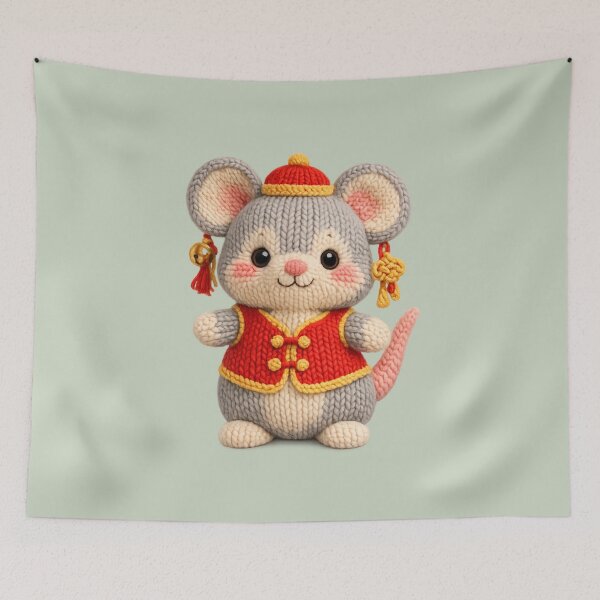 Item preview, Cute Knitted Year Of The Rat | Kawaii 3D Chinese New Year Zodiac Knit Art designed and sold by Moons Studio.