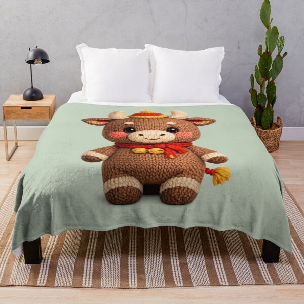 Item preview, Cute Knitted Year Of The Ox | Kawaii 3D Chinese New Year Zodiac Knit Art designed and sold by Moons Studio.