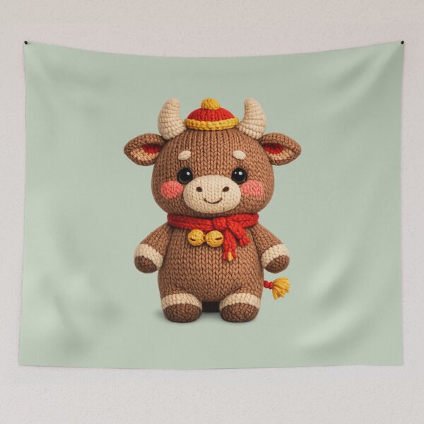 Item preview, Cute Knitted Year Of The Ox | Kawaii 3D Chinese New Year Zodiac Knit Art designed and sold by Moons Studio.