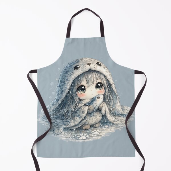 Item preview, Chibi Selkie Illustration – Cute Seal Girl with Fish Friend Ocean Art designed and sold by MagicMakerPh.