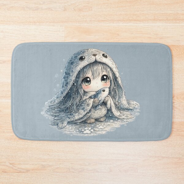 Item preview, Chibi Selkie Illustration – Cute Seal Girl with Fish Friend Ocean Art designed and sold by MagicMakerPh.