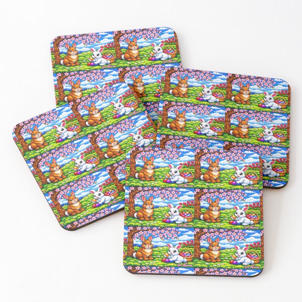 Item preview, Cherry Blossom Bunny Picnic – Glossy Digital Spring Scene designed and sold by The Art Queen Of Michigan .