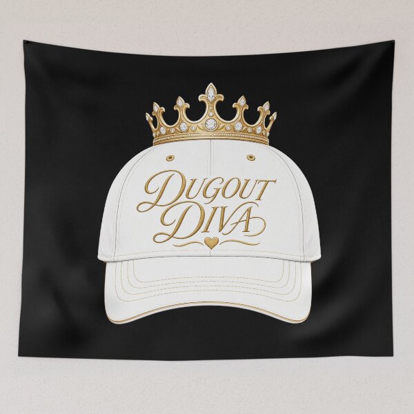 Item preview, Baseball Dugout Diva Baseball Cap Crown T-Shirt Design designed and sold by Uglyandcute.