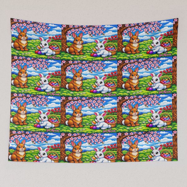 Item preview, Cherry Blossom Bunny Picnic – Glossy Digital Spring Scene designed and sold by The Art Queen Of Michigan .