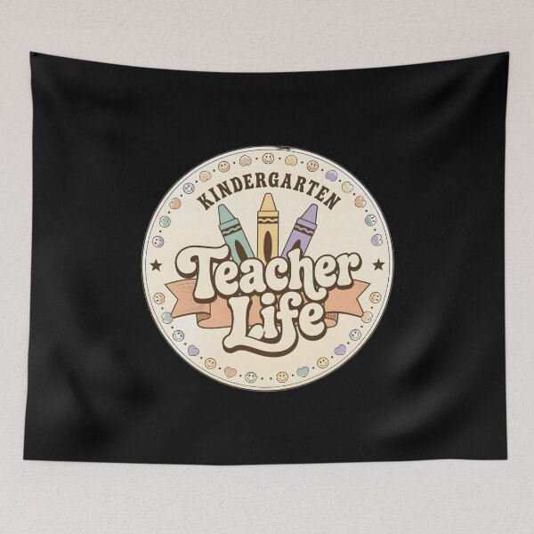 Item preview, Retro Groovy Kindergarten Teacher Life Wavy Font Crayons T Shirts designed and sold by FestivityFinds.
