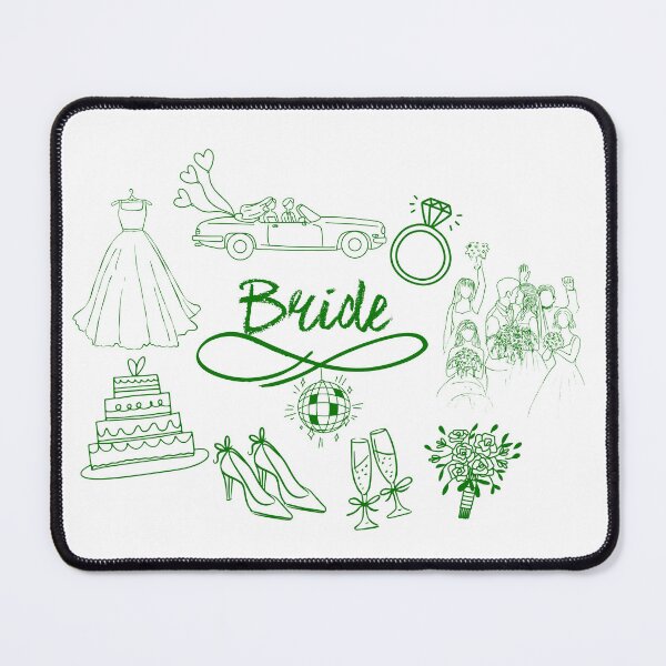 Item preview, BRIDE Green Doodle Sketch Wedding Images Ring Cake Champagne designed and sold by JaymeOctober.