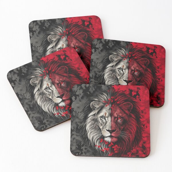 Item preview, Split Red and White Lion designed and sold by INKRebelGraphic.