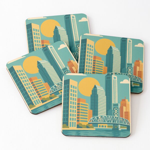 Item preview, Retro Pop Art Poster Illustration of Jacksonville | Bold River City Print with St. Johns River, Main Street Bridge & Coastal Skyline | Vintage Florida Travel Wall Art Decor designed and sold by PaintedPixels01.