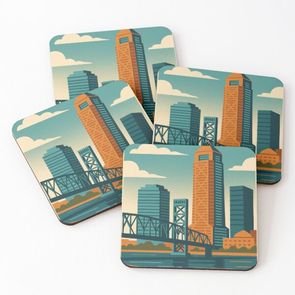 Item preview, Retro Pop Art Poster Illustration of Jacksonville | Bold River City Print with St. Johns River, Main Street Bridge & Coastal Skyline | Vintage Florida Travel Wall Art Decor designed and sold by PaintedPixels01.