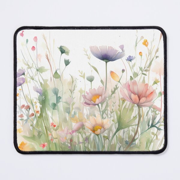 Item preview, Dreamy Pastel Pink Watercolor Meadow Flowers designed and sold by VibeShift Studio.
