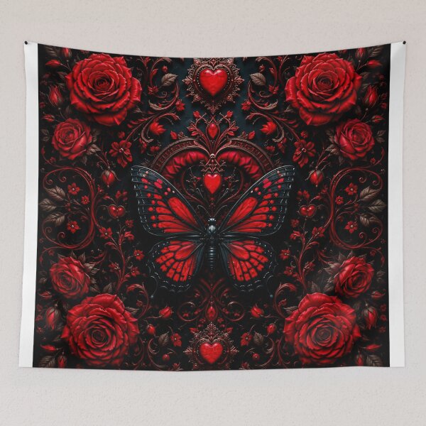 Item preview, Red Butterfly and Roses designed and sold by INKRebelGraphic.