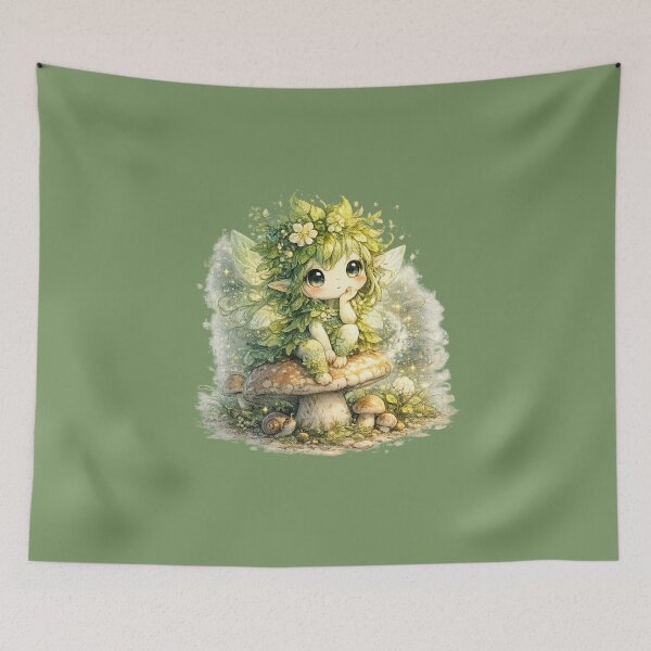 Item preview, Chibi Forest Sprite Illustration – Cute Leaf and Flower Nature Spirit Art designed and sold by MagicMakerPh.