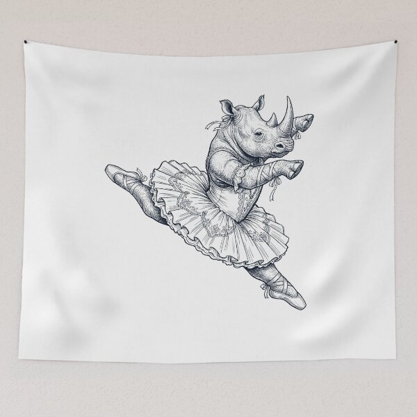 Item preview, Vintage Rhino Ballet Dancer Ballerina Animal Lover designed and sold by dian-rody-crest.