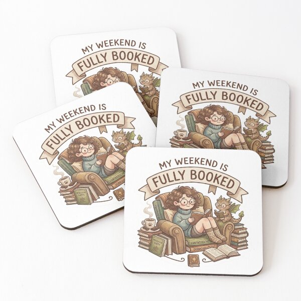 Item preview, My Weekend Is Fully Booked Cute Bookworm and Dragon Sticker designed and sold by DreamyBrushArt.
