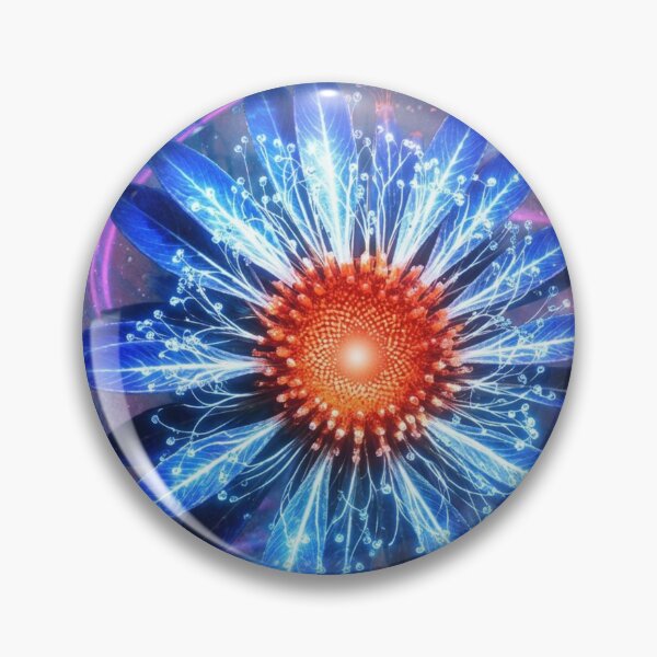 Item preview, Bioluminescent Neon Blue Flower Cosmic Vortex designed and sold by WitchyBotanicaArt.