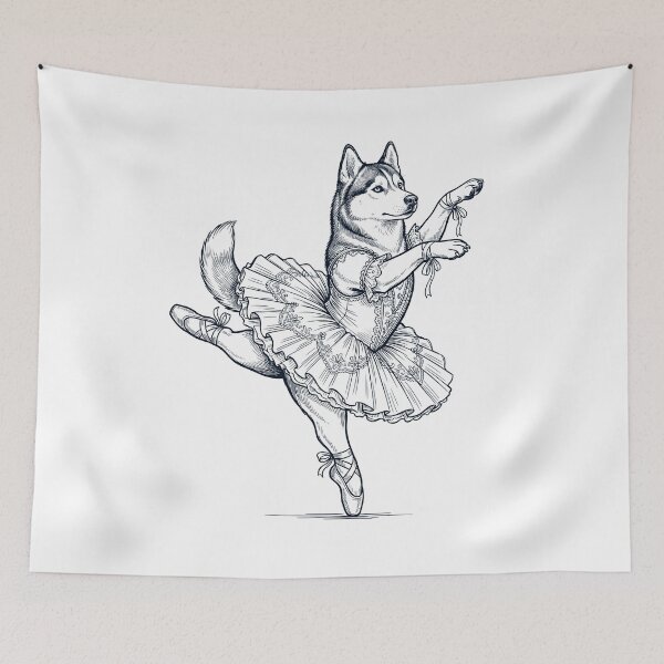 Item preview, Vintage Siberian Husky Ballet Dancer Ballerina Dog Lover designed and sold by dian-rody-crest.
