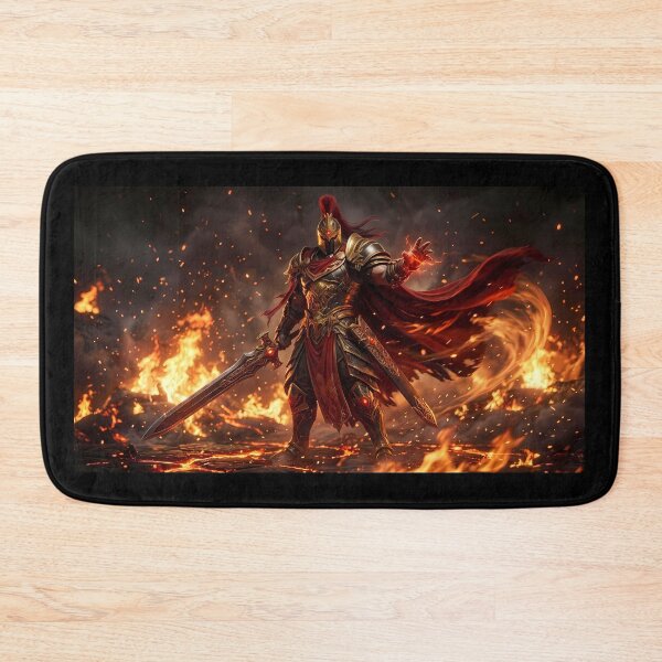 Item preview, Epic Flaming Sword Warrior Fantasy Art designed and sold by GalleryBrisArt.