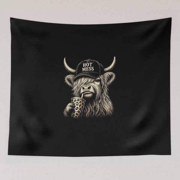 Item preview, Hot Mess Highland Cow Funny Cute Coffee Lover Graphic designed and sold by MatherFisher.