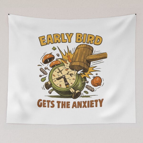 Item preview, Early Bird Gets The Anxiety Vintage Retro Dark Humor designed and sold by DesignEpic22.