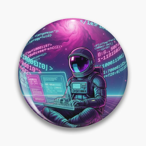 Item preview, Synthwave Astronaut Programmer - Retro Space Coding Art designed and sold by DesignEpic22.